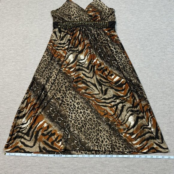 Studio West Apparel Sleeveless Midi Dress Womens Size L Multicolor Animal Print - Picture 12 of 14